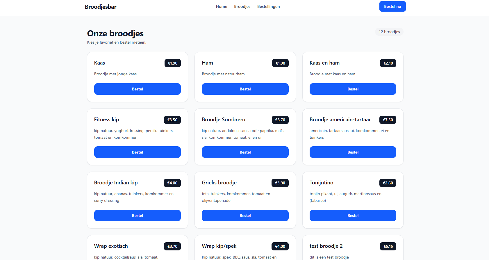 Broodjesbar_MVC Screenshot
