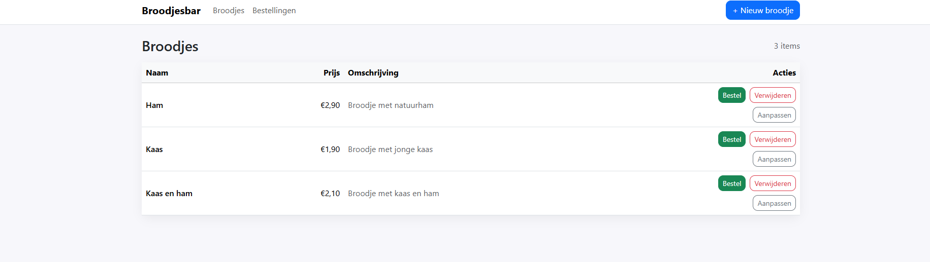 laravel broodjebar Screenshot